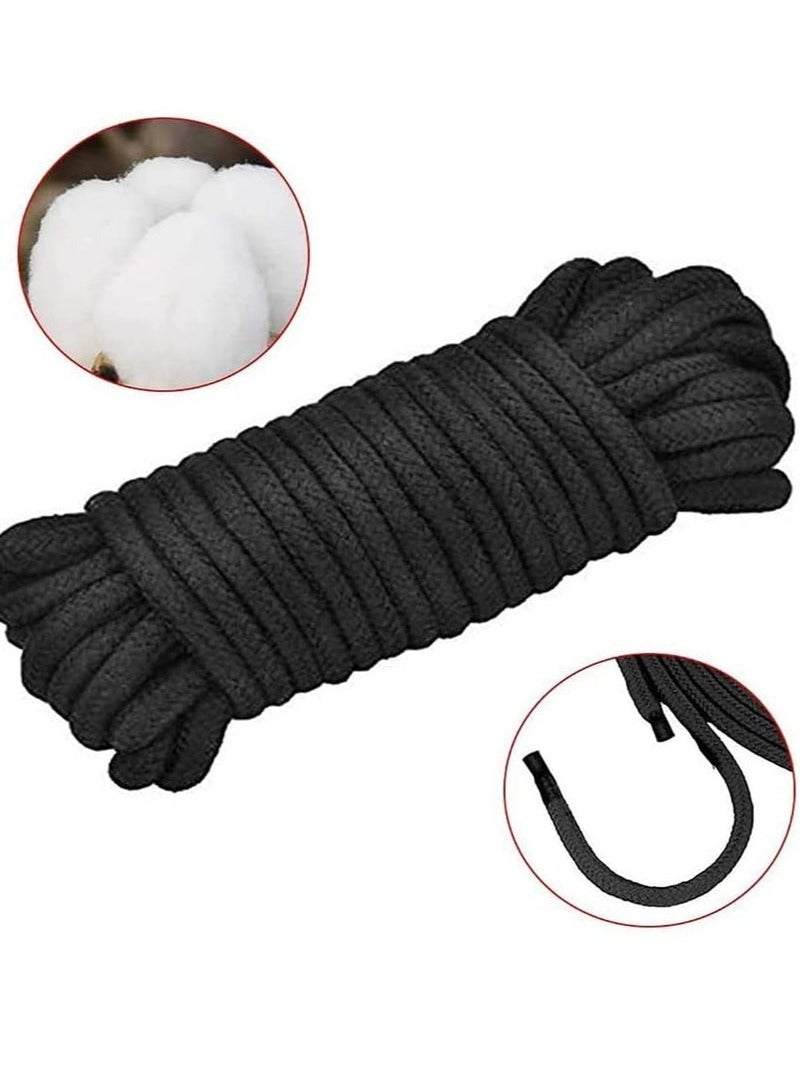 Unewshi 2 Roll 10M Soft Cotton Rope, Natural Durable Long Cotton Rope for Crafts Wall Hangings Plant Hangers Knotting (Black) - Image 3