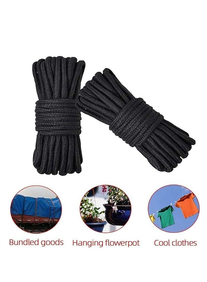 Unewshi 2 Roll 10M Soft Cotton Rope, Natural Durable Long Cotton Rope for Crafts Wall Hangings Plant Hangers Knotting (Black) - Image 5