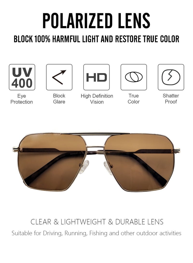 دلس دي إل إس نظارات شمسية للرجال والنساء - إطار معدني أفياتور مع عدسات مستقطبة متعددة الأغراض (MS9009-C2) - Image 2