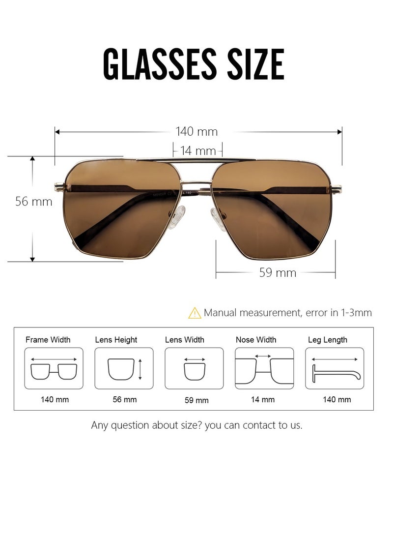 دلس دي إل إس نظارات شمسية للرجال والنساء - إطار معدني أفياتور مع عدسات مستقطبة متعددة الأغراض (MS9009-C2) - Image 3