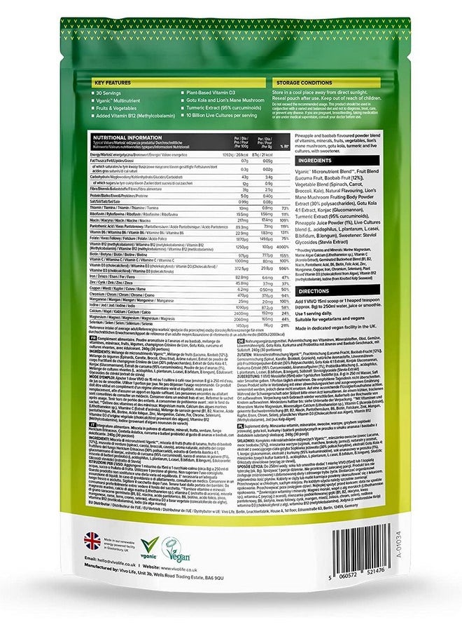 Vivo Life - Thrive Vegan Superfood With Vitamins Minerals Fruits & Greens, Blueberry & Lucuma Flavour, 30 Servings - 8.46Oz - Image 1