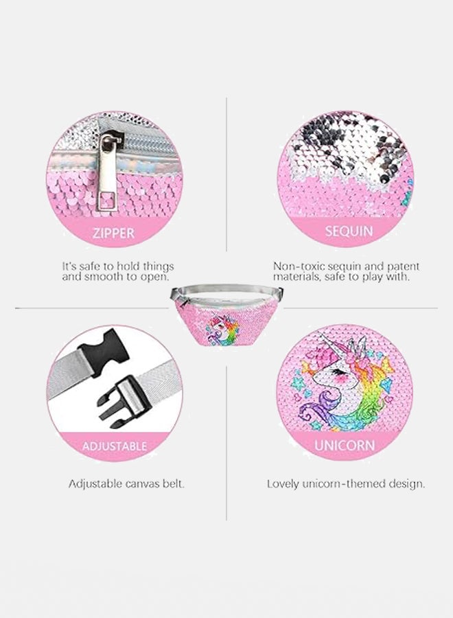 Fashionable waist bag Glitter Sequins Fanny Pack Waist Pack Unicorn Sling Crossbody Bag Chest Bag for Kids Little Girls  - Image 2