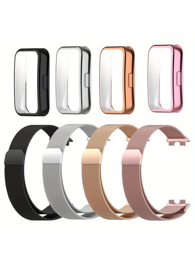 Rose Golden Magnetic Milanese Strap with TPU Case Cover for Huawei Band 10 - Image 5