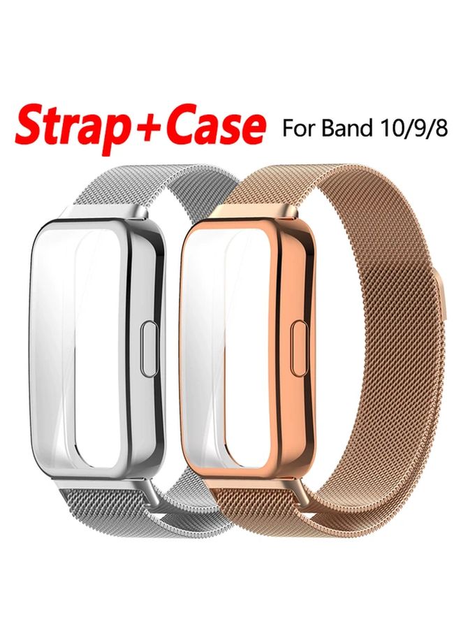 Rose Golden Magnetic Milanese Strap with TPU Case Cover for Huawei Band 10 - Image 2