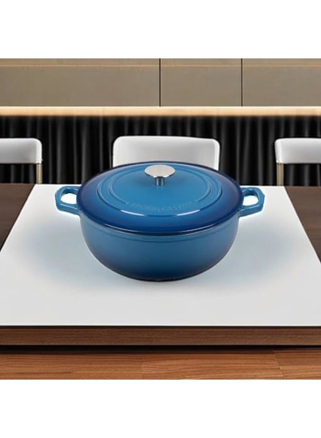 EDGING CASTING Enameled Cast Iron Dutch Oven Pot with Lid for Sourdough Bread Baking, Bread Dutch Ovens, Cooking Pots, 5 Quart, Lake Blue - Image 5