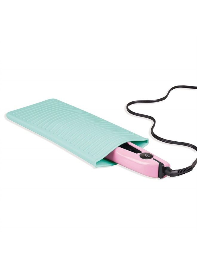 Silicone Heat-Resistant Hair Styling Tools Storage and Travel Pouch for Curling Irons, Straighteners, Wands - Aqua