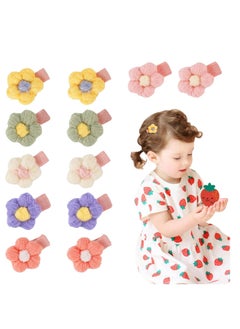 Oasisgalore 12 Pcs Baby Girl Hair Clips, Plush Flower & Small Plush Hairpins, Cute Hair Accessories  - Image 1