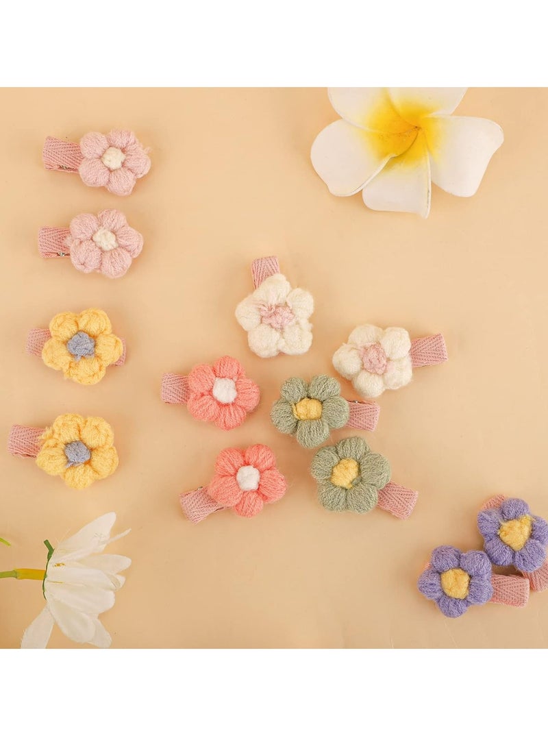 Oasisgalore 12 Pcs Baby Girl Hair Clips, Plush Flower & Small Plush Hairpins, Cute Hair Accessories  - Image 5