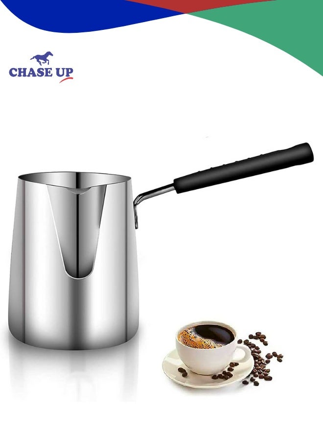 Chase Up 600ML/20oz Turkish Coffee Pot – 304 Stainless Steel Coffee and Butter Warmer, Premium Milk Warmer and Milk Pot with Spout - Image 1
