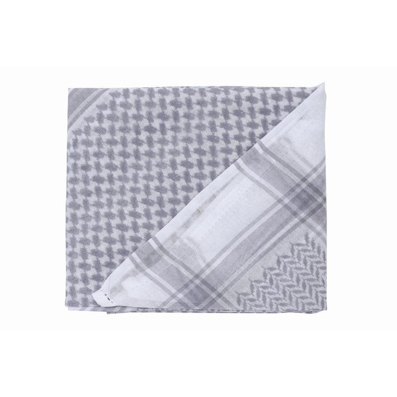 اليرموك شماغ الكوفية التقليدي - حجاب عربي خفيف الوزن من القطن للرجال والنساء (رمادي وأبيض) - Image 1