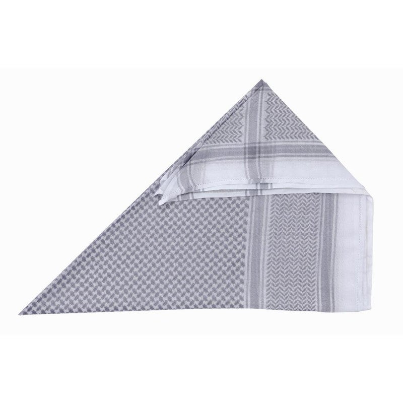 اليرموك شماغ الكوفية التقليدي - حجاب عربي خفيف الوزن من القطن للرجال والنساء (رمادي وأبيض) - Image 3