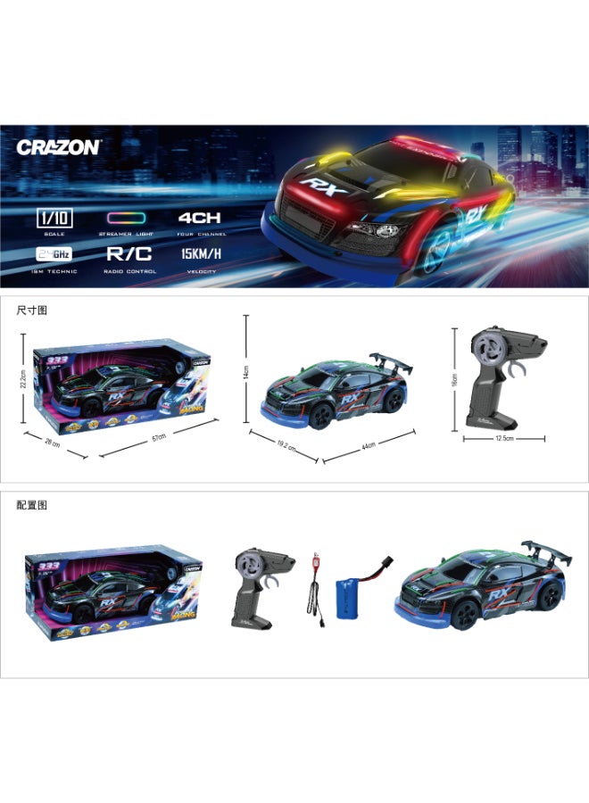 Crazon-2.4G Scale 1:10 Rc Racing Car – Remote Control Toy for Kids Ages 6+