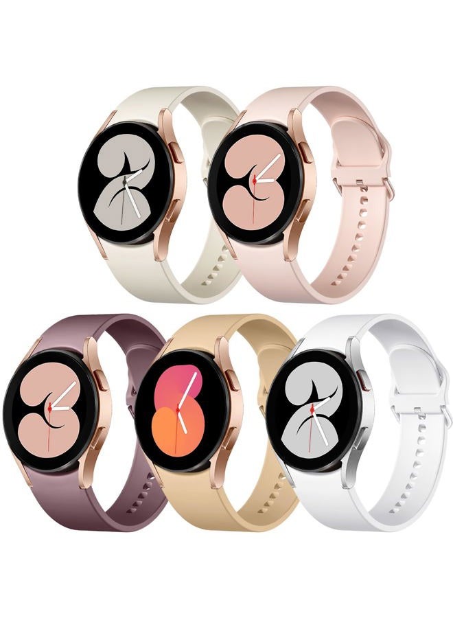 Lerobo 5 Pack No Gap Bands Compatible with Galaxy Watch 7/6/5/4 Band 44mm 40mm/Watch 5 Pro Band/20mm Soft Silicone Sport Strap for Galaxy Watch 6 4 Classic 46mm 43mm 47mm 42mm Replacement Women Men - Image 1