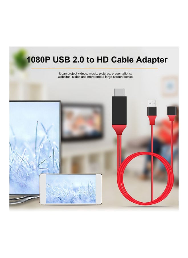 1080p Hdtv Cable Adapter Usb 2.0 To Hd Video Audio Converter Powered Plug And Play Compatible With Ios Smartphone Tablet Pc Android Phone Red