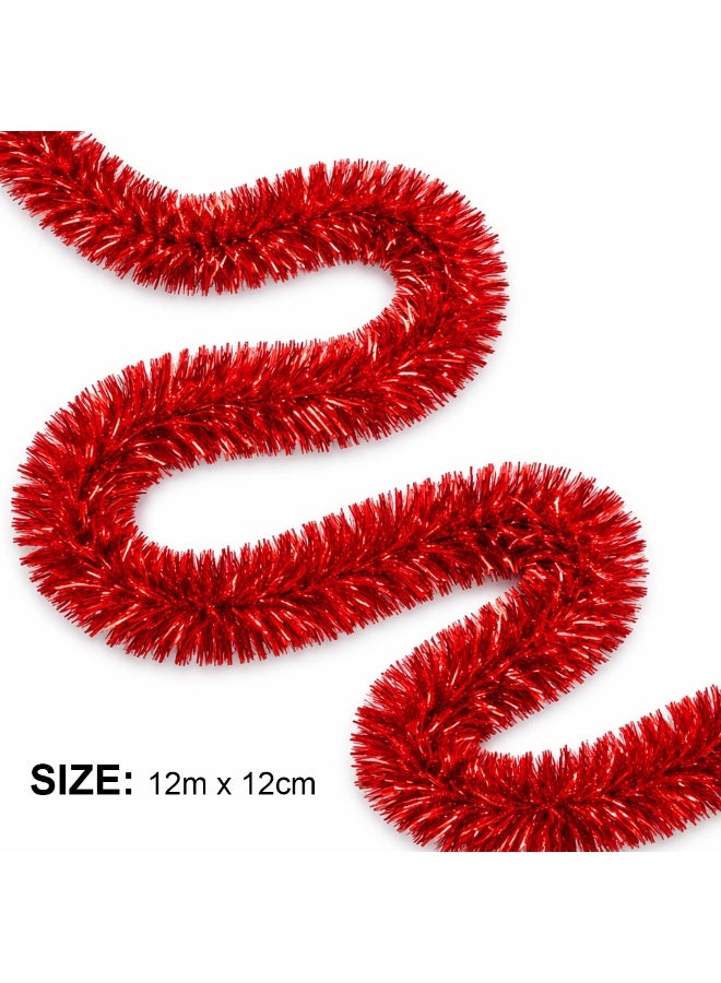 Habibi Party Tinsel Hanging Garland – Red Color, 12 m × 12 cm for Party, Birthday & Event Use - Image 3