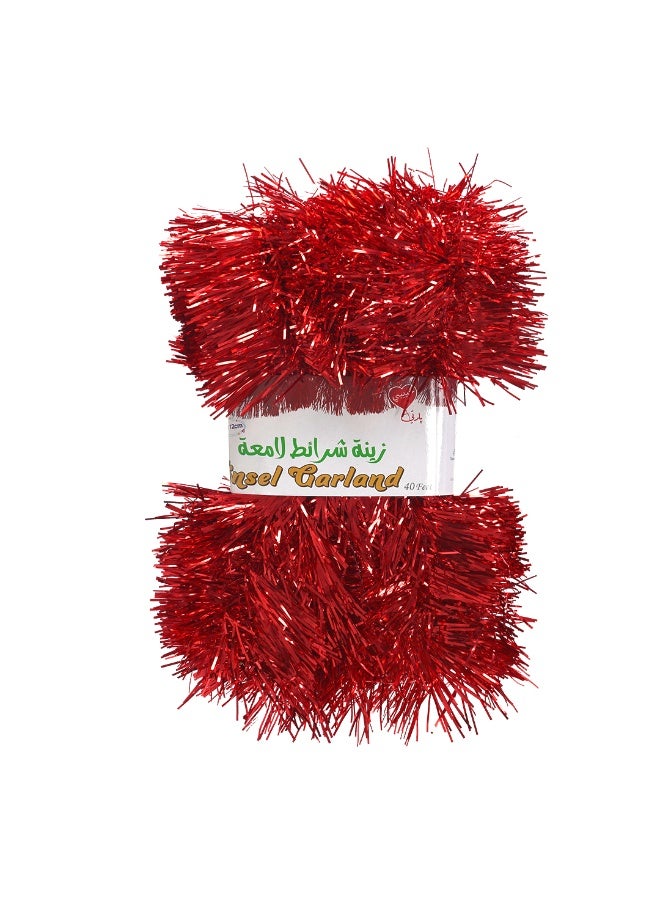 Habibi Party Tinsel Hanging Garland – Red Color, 12 m × 12 cm for Party, Birthday & Event Use - Image 2