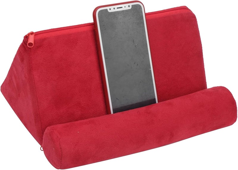 Pillow Tablet Stand, Portable Lightweight Holder for Phone Tablet Ereader with Suede Fabric, Compatible with Most Tablets Phones Books Magazines for Bed Car Armrest Carpet Thigh - Image 2