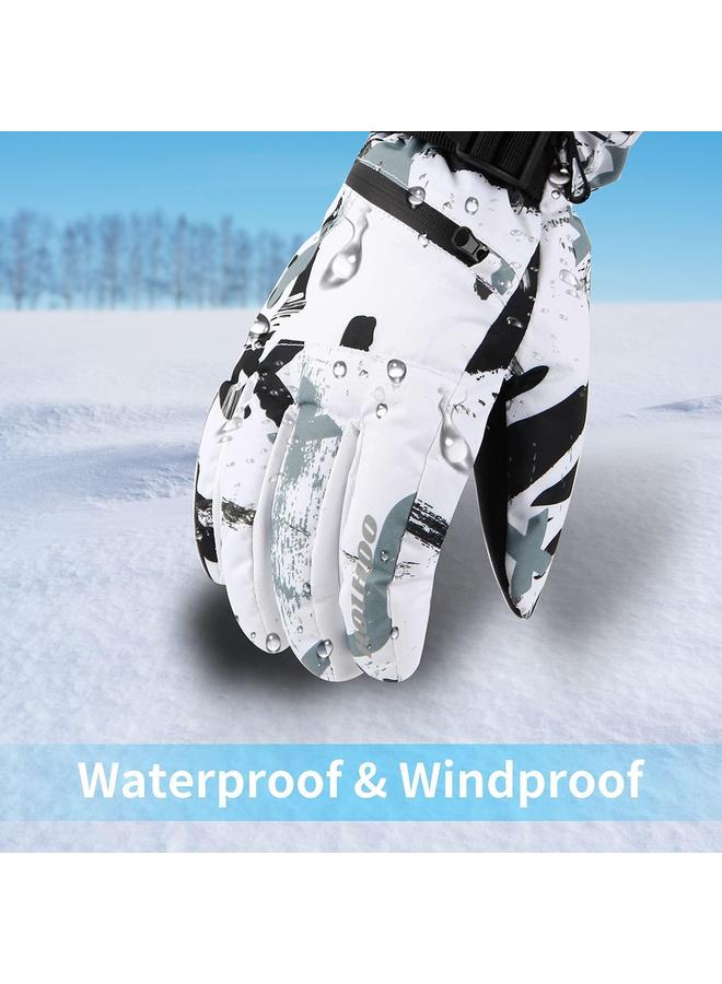 KOWVOWZ Ski Gloves, Winter Waterproof Snow Gloves, Touchscreen Windproof Gloves with Map Pocket Thermal Warm for Cold Weather Riding Running Hiking Cycling(L) - Image 4