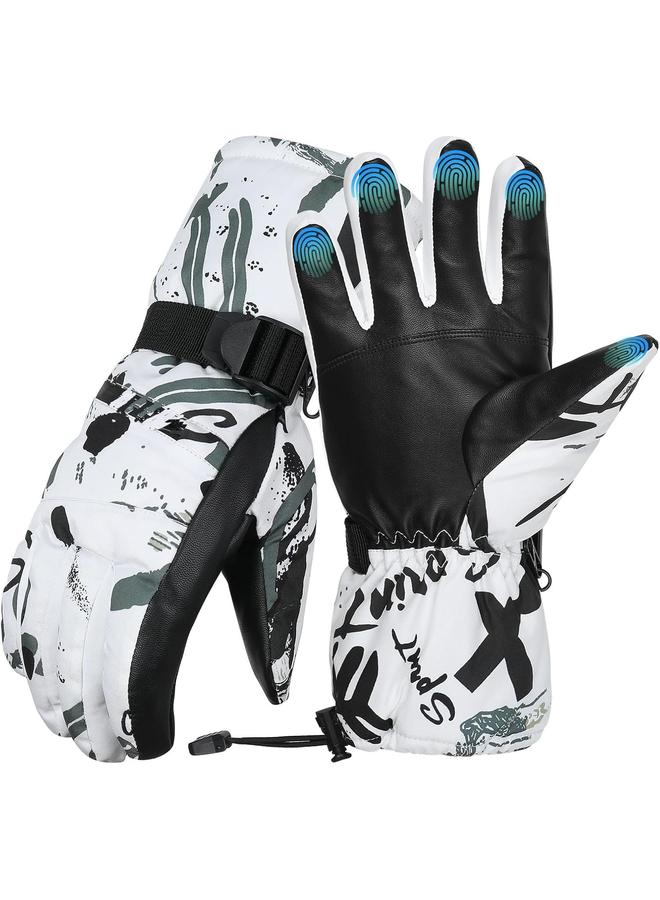 KOWVOWZ Ski Gloves, Winter Waterproof Snow Gloves, Touchscreen Windproof Gloves with Map Pocket Thermal Warm for Cold Weather Riding Running Hiking Cycling(L) - Image 1