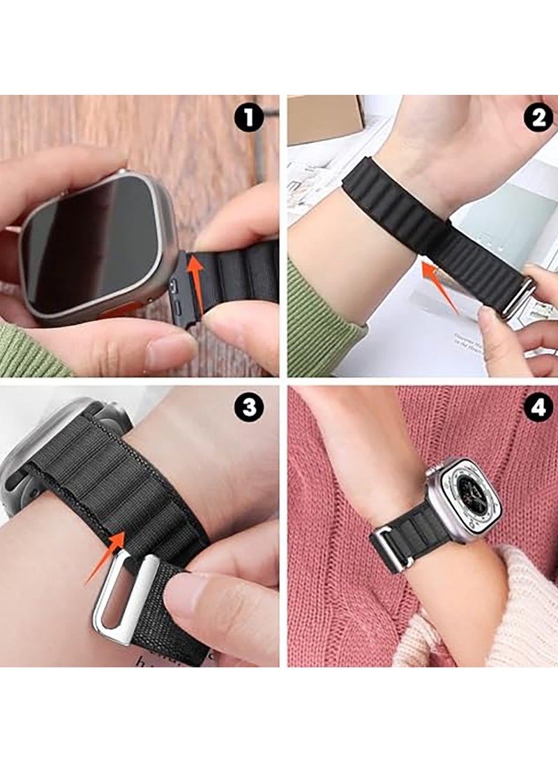Generic - Trail/Alpine Loop Nylon Band Compatible with Apple Watch Ultra 2/Ultra Band 49mm 45mm 44mm 42mm, Adjustable with Metal C-Hook Strap for iWatch Ultra Series 9/8/7/6/5/4/3/2/1/SE2/SE - Image 1