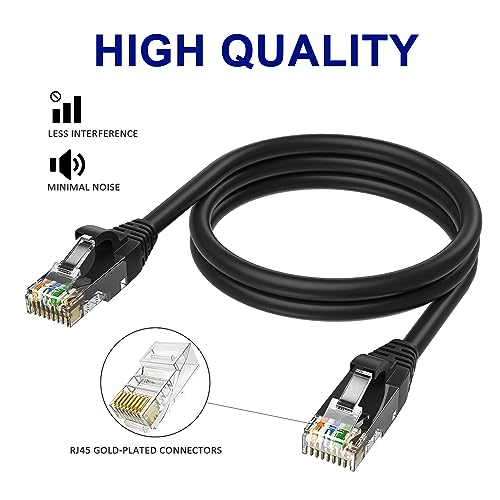 Adoreen Cat 6 Ethernet Cable 150 Ft-Black, Outdoor & Indoor Snagless Long Round RJ45 Network Cable, POE, Soft Flexible Gbps Internet LAN Computer Patch Cord for Router Modem Switch Fast Gaming+ Ties - Image 3