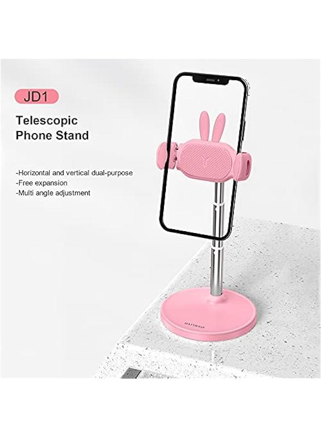 Cute Chat Stand, Angle Height Adjustable Cell Phone Stand for Desk, Kawaii Phone Holder Stand for Recording, Compatible with iPhone, All Phones (Pink) - Image 3
