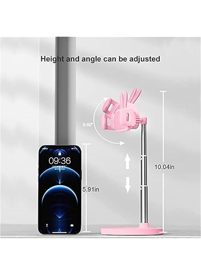 Cute Chat Stand, Angle Height Adjustable Cell Phone Stand for Desk, Kawaii Phone Holder Stand for Recording, Compatible with iPhone, All Phones (Pink) - Image 5