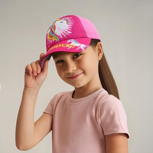 VRITRAZ Synthetic Printed Unicorn Little Baseball Cap for Kids, Baby Girls and Boys 3-12 Years (Pink) - Image 2