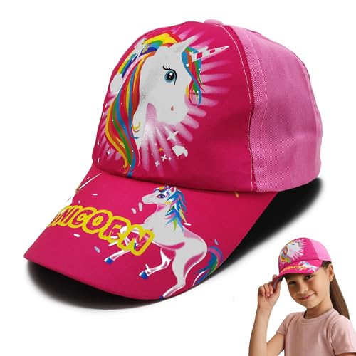 VRITRAZ Synthetic Printed Unicorn Little Baseball Cap for Kids, Baby Girls and Boys 3-12 Years (Pink) - Image 1