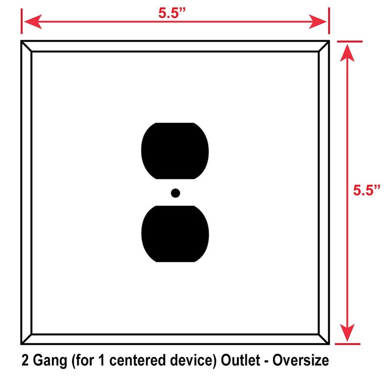 Art Plates OVERSIZED JUMBO Metal Outlet Cover, 2 Gang Electrical Outlet Cover Plate (for 1 Centered Device), Wall Plate Cover for Duplex Outlets, Steel Painted White - UL Listed, 5.5" x 5.5" - Made in USA - Image 2