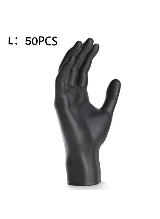 Black Nitrile Disposable Gloves Non Powdered Latex Free Size L 50 Count - Image 1