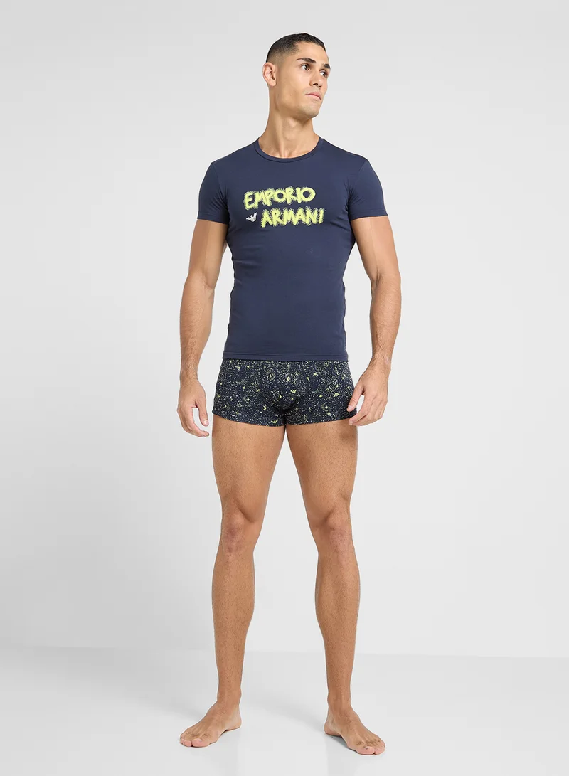 EMPORIO ARMANI Logo Crew Neck T-Shirt & Trunks Set