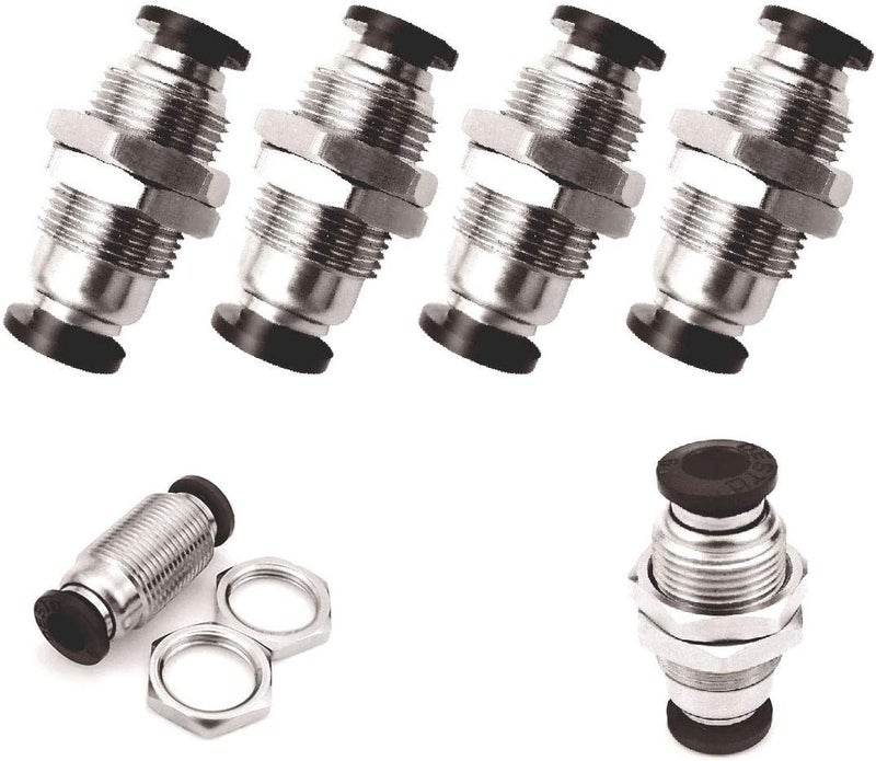 beduan Pneumatic Plastic Bulkhead Union Fitting 4mm Tube OD x 4mm Tube OD Push to Connect Air Fitting (Pack of 5) - Image 1