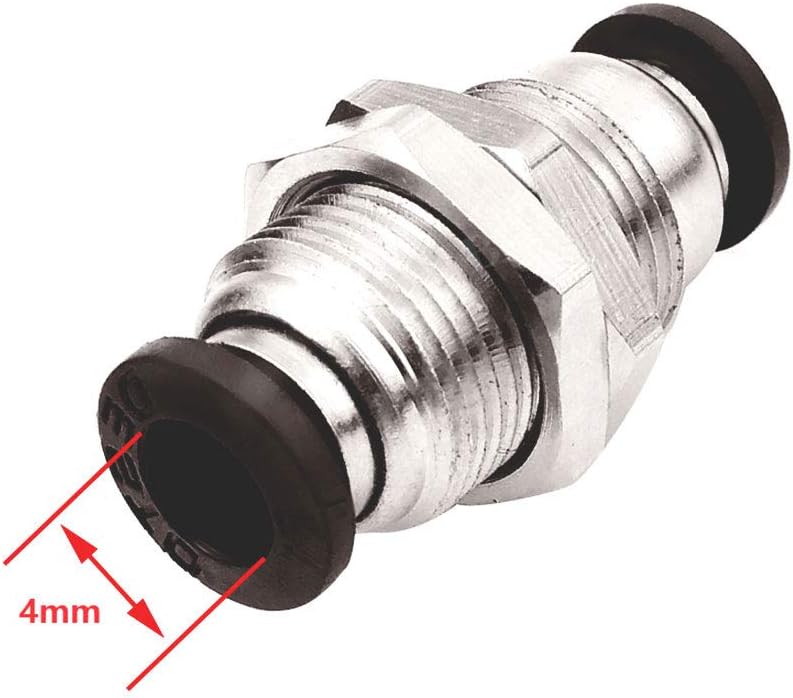 beduan Pneumatic Plastic Bulkhead Union Fitting 4mm Tube OD x 4mm Tube OD Push to Connect Air Fitting (Pack of 5) - Image 4