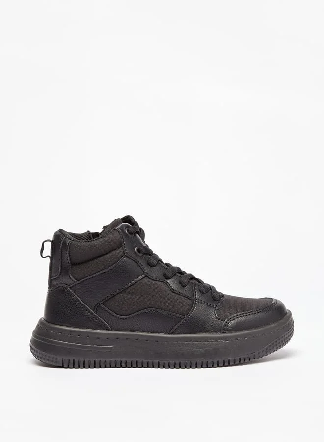 Mister Duchini Boys Panelled High Top Sneakers with Zip Closure