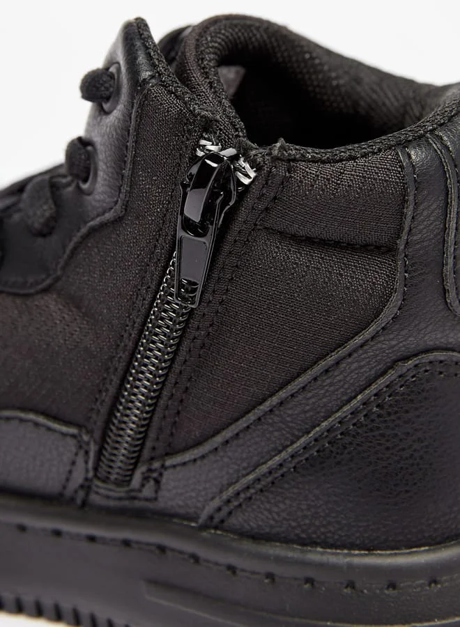 Mister Duchini Boys Panelled High Top Sneakers with Zip Closure