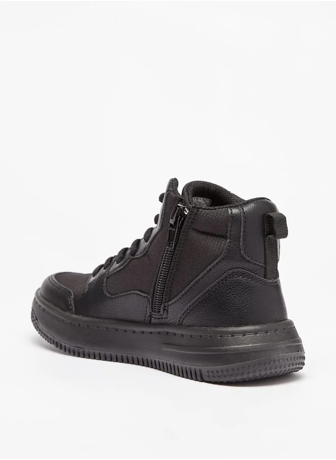 سيد دوتشيني Boys Panelled High Top Sneakers with Zip Closure