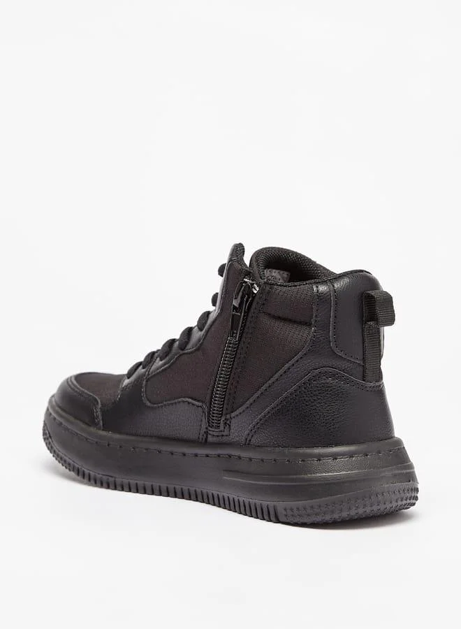 Mister Duchini Boys Panelled High Top Sneakers with Zip Closure