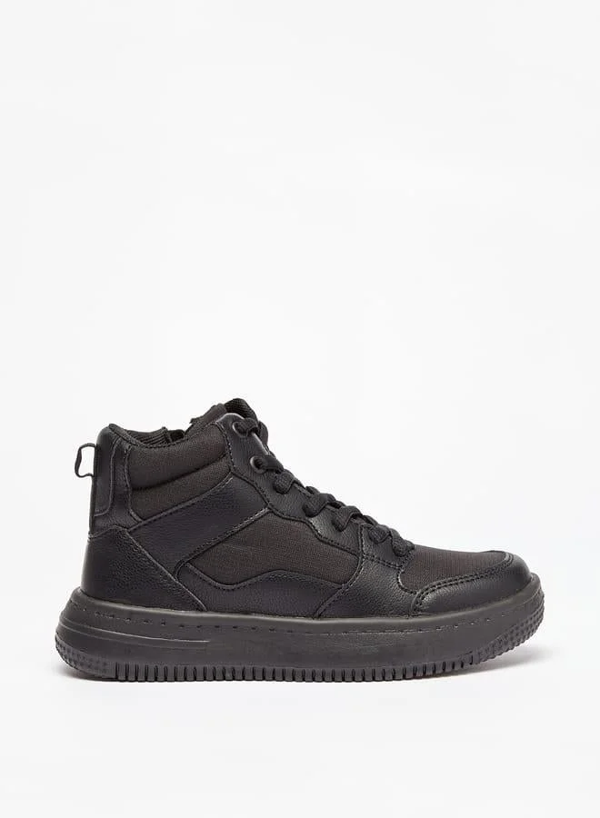 Mister Duchini Boys Panelled High Top Sneakers with Zip Closure