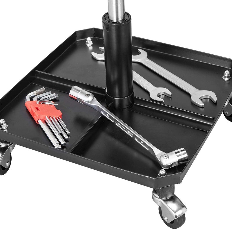 Torin ATR6350B Rolling Pneumatic Creeper Garage/Shop Seat - Padded Adjustable Mechanic Stool with Tool Tray Storage, Black - Image 4