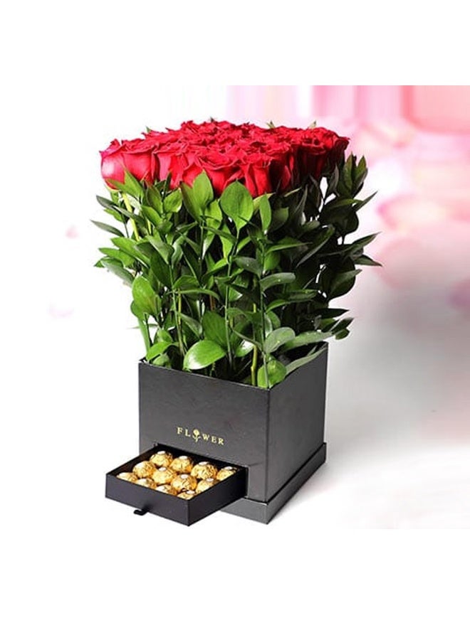 Tall Red Roses Drawer Box