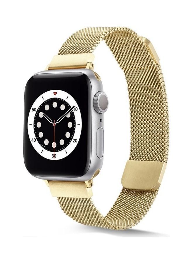 NIBEMINENT Replacement Strap For Apple Watch Series Gold - Image 2