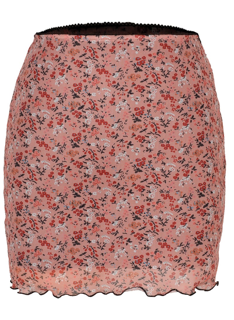 Loquat Women's Fashion Printed Gauze High-waisted Double-layer Slim Short Skirt  - Image 3