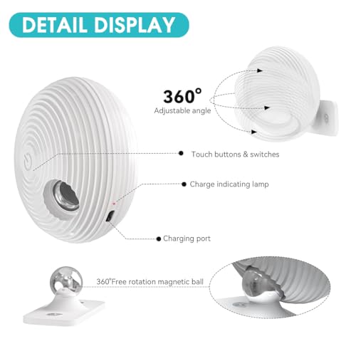 ELEPHANTBOAT® 2Pcs USB LED Wall Light 3 Color LED Reading Light Detachable Magnetic LED Wall Light with Touch Button Control 2000mAh Rechargeable Wall Light Reading Light Night Light Wardrobe Light - Image 2