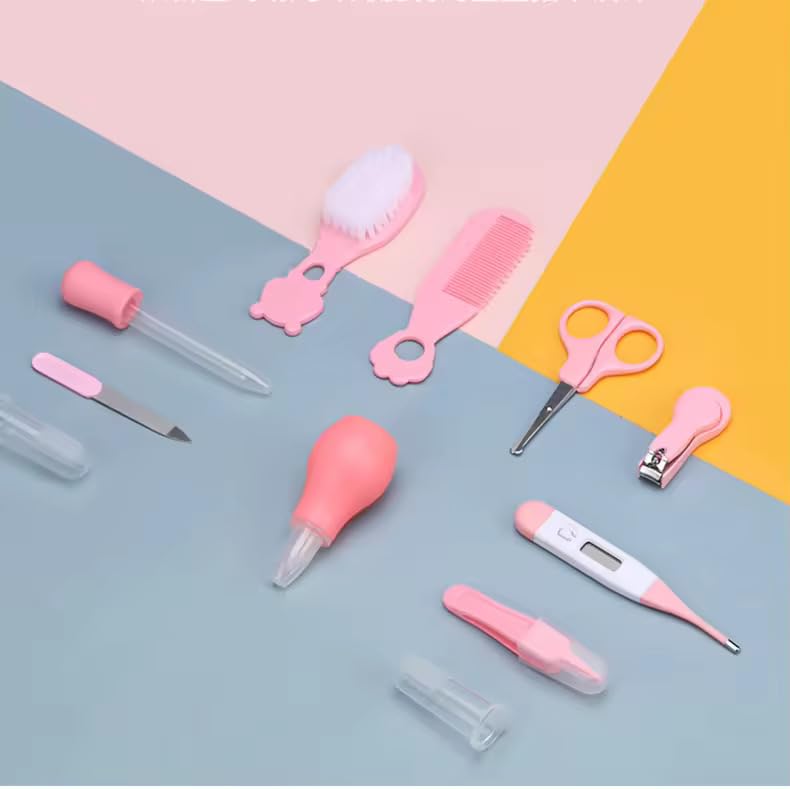 Scenty 10 In1 Baby Grooming Kit,Portable Baby Grooming Kit for New Born Baby,Finger Brush,Hair Brush,Comb,Baby Nail Scissor,Baby Nail Cutter,Tweezer,Nail Filer,Newborn,Infants,Toddlers (Pink) - Image 3
