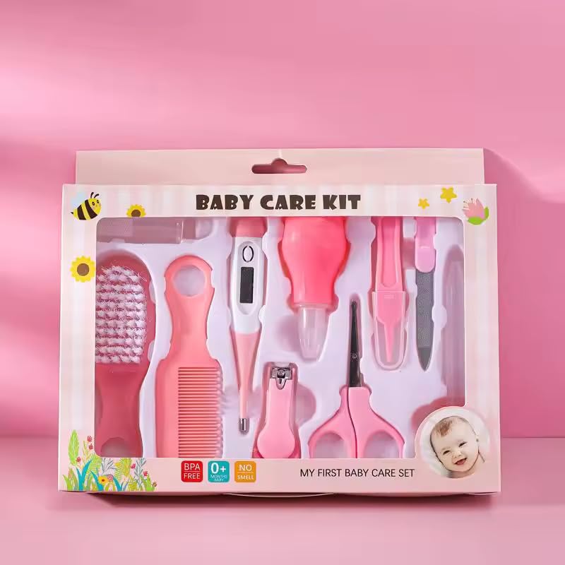 Scenty 10 In1 Baby Grooming Kit,Portable Baby Grooming Kit for New Born Baby,Finger Brush,Hair Brush,Comb,Baby Nail Scissor,Baby Nail Cutter,Tweezer,Nail Filer,Newborn,Infants,Toddlers (Pink) - Image 5