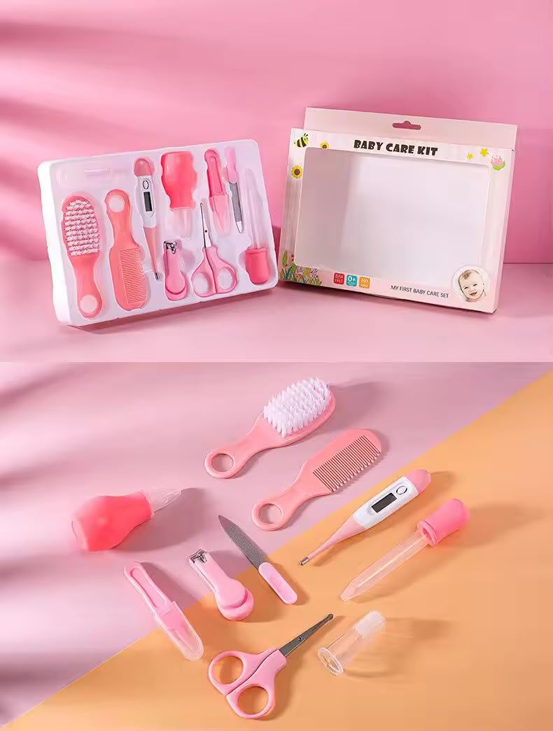 Scenty 10 In1 Baby Grooming Kit,Portable Baby Grooming Kit for New Born Baby,Finger Brush,Hair Brush,Comb,Baby Nail Scissor,Baby Nail Cutter,Tweezer,Nail Filer,Newborn,Infants,Toddlers (Pink) - Image 2