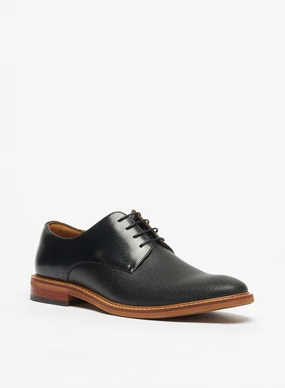 DUCHINI Men's Textured Derby Shoes with Lace-Up Closure