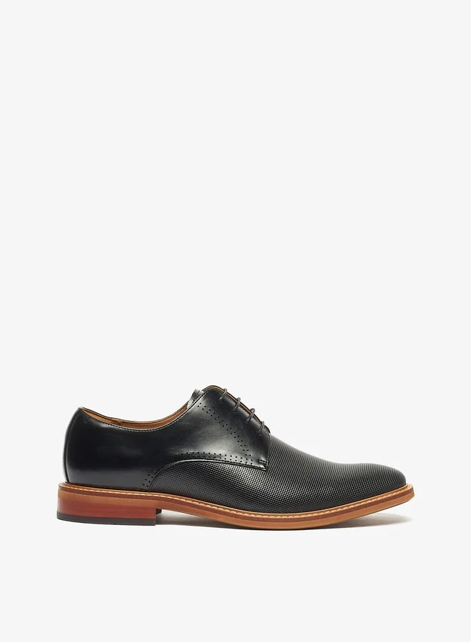 DUCHINI Men's Textured Derby Shoes with Lace-Up Closure