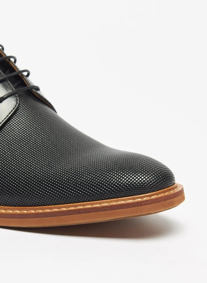 DUCHINI Men's Textured Derby Shoes with Lace-Up Closure